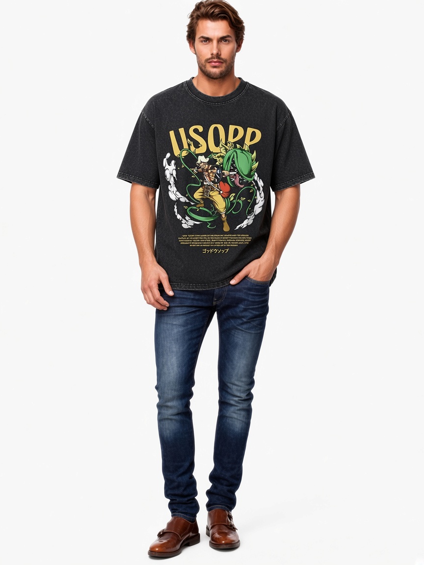 Anime One Piece Usopp Vintage Washed T Shirts