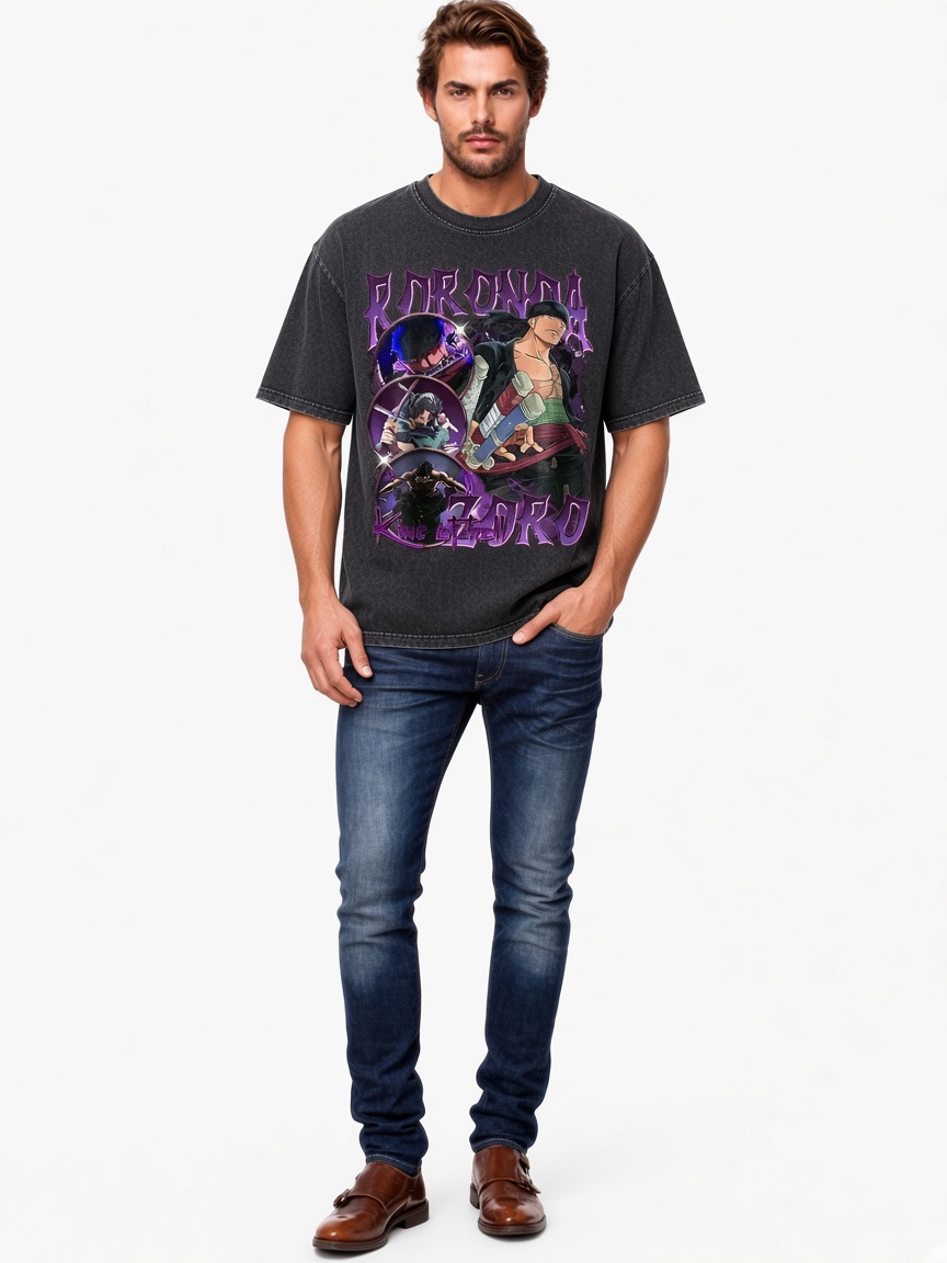 One Piece Zoro King of Hell Washed T-shirts