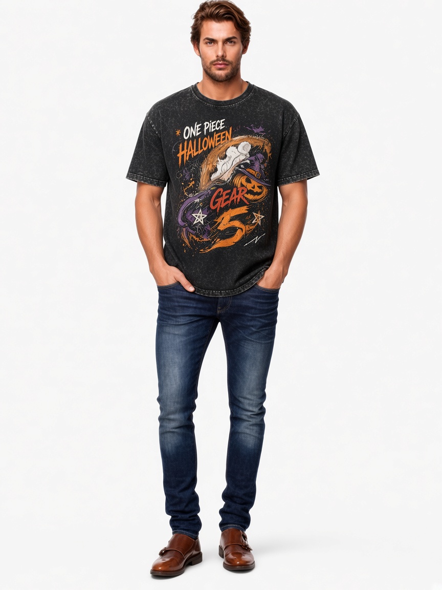 Anime One Piece Halloween Washed T-Shirts
