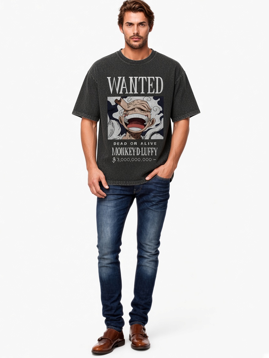 One Piece Luffy Oversized Vintage Washed T-shirt