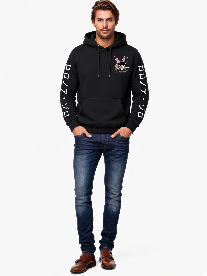 One Piece Hoodie – Anime Roronoa Zoro Sakura Print Unisex Hoodie