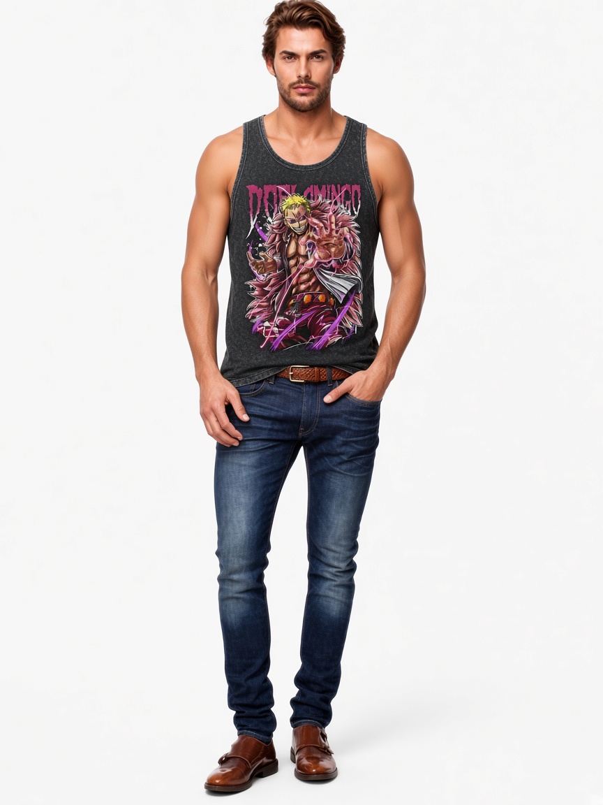 New One Piece Doflamingo Washed Tank Top